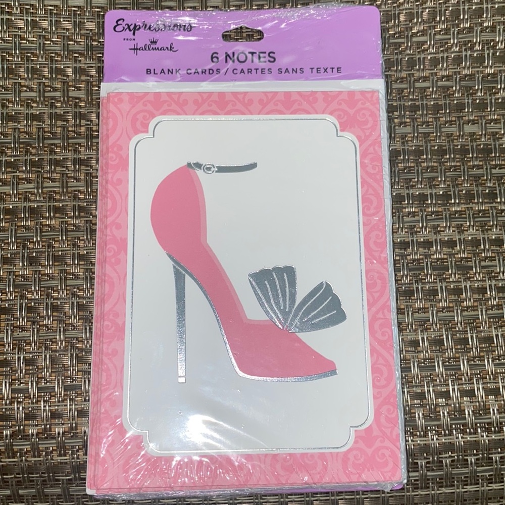 COPY2- NEW! 7 packs (6 each) for $30 Hallmark blank pink & silver stiletto note…